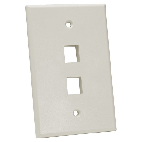 Quest Technology International Oversized Keystone Wall Plate, Single-Gang - 2 Port, Lt Almond NFP-5022